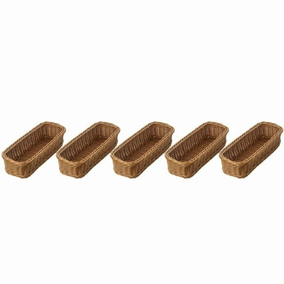 5X Desktop Cutlery Storage Basket Woven Basket Restaurant Tableware Drain Storage Box Tableware Storage Basket, Brown,5 x storage basket,Brown