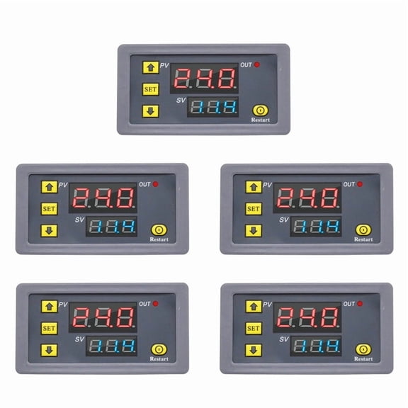 5X Digital Time Delay Relay LED Display Cycle Timer Control Switch Adjustable Timing Relay Time Delay Switch AC110-220V,5 x Dual Display Delay Relay,Grey