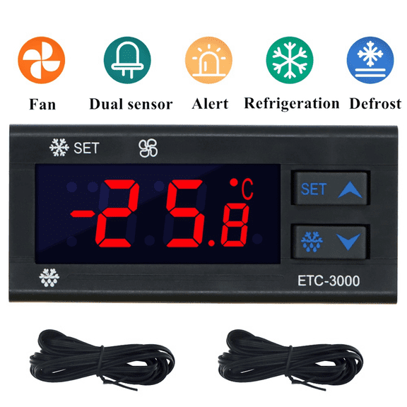 5X ETC-3000 Mini Temperature Controller Refrigerator Thermostat Regulator Thermoregulator Dual Sensor 220V