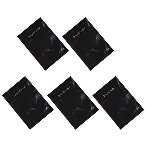 5X Fashion Ladies Men Passport Case Pu Marble Travel Documents Credit Card Holder Small Wallet Purse Bag Pouch Black
