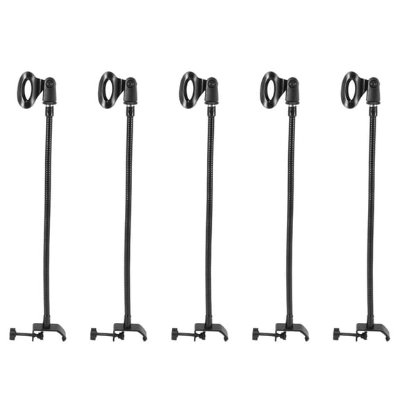 5X Flexible Gooseneck Microphone Stand with Desk Clamp for Radio Broadcasting Studio, Live Broadcast Equipment, Stations