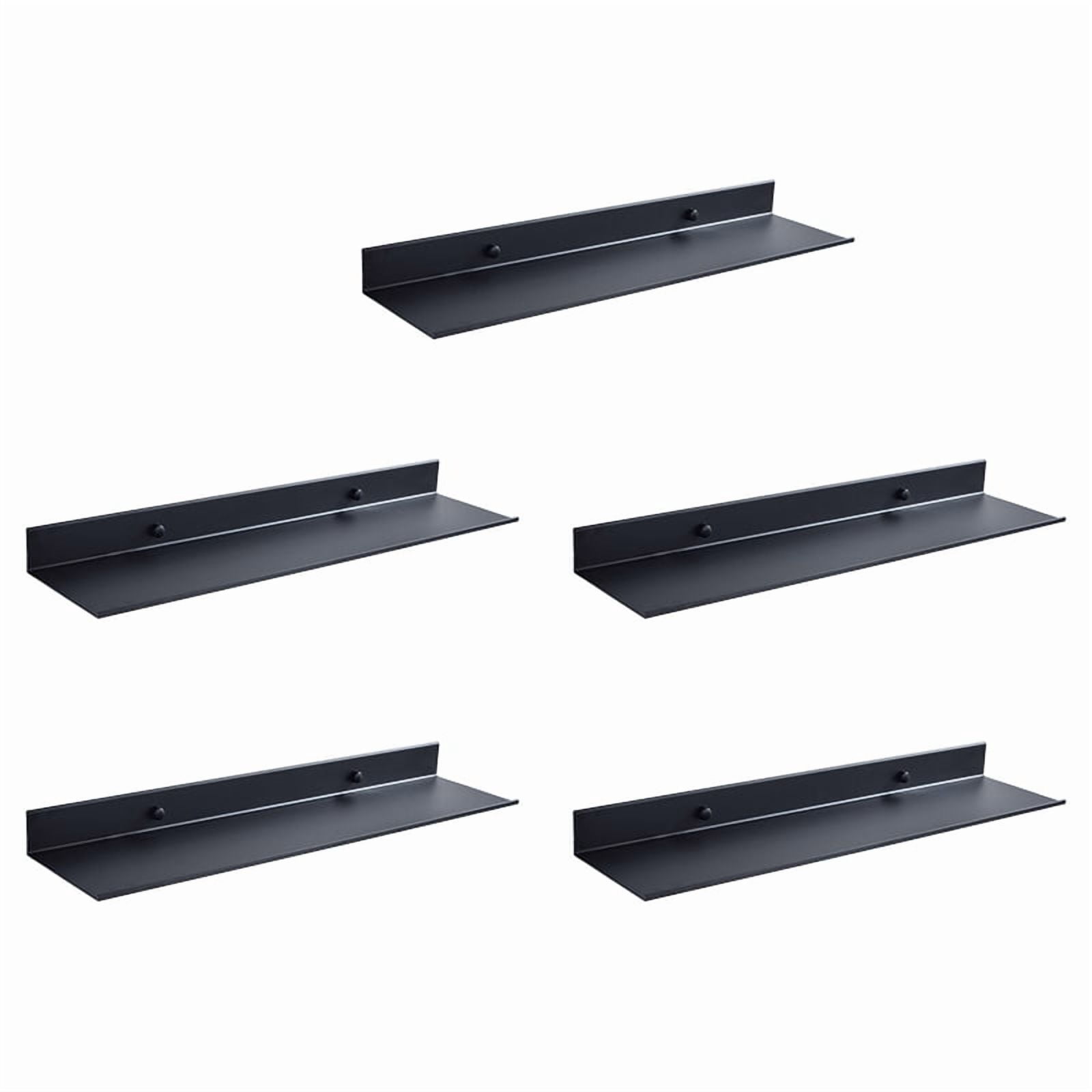5X Floating Wall Shelf Black for Kitchen Bathroom Storage Rack Mirror
