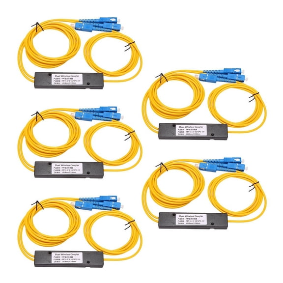 5X Ftth SC 1X2 Plc Singlemode Fiber Optical Splitter Fbt Optical Coupler,5 * FTTH SC 1X2 Fiber Optical Splitter,blue & yellow