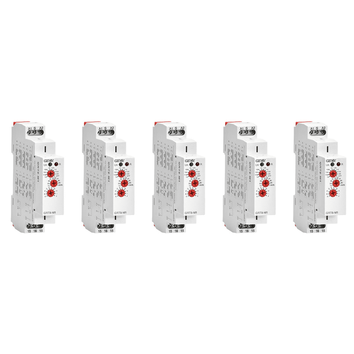 5X GRT8-M1 On Off Time Delay Relay 16A AC/DC12V-240V Multifunction Din Rail Automatic Timer Relay,5 * Timer Relay 5 * DIN rail mounting,White