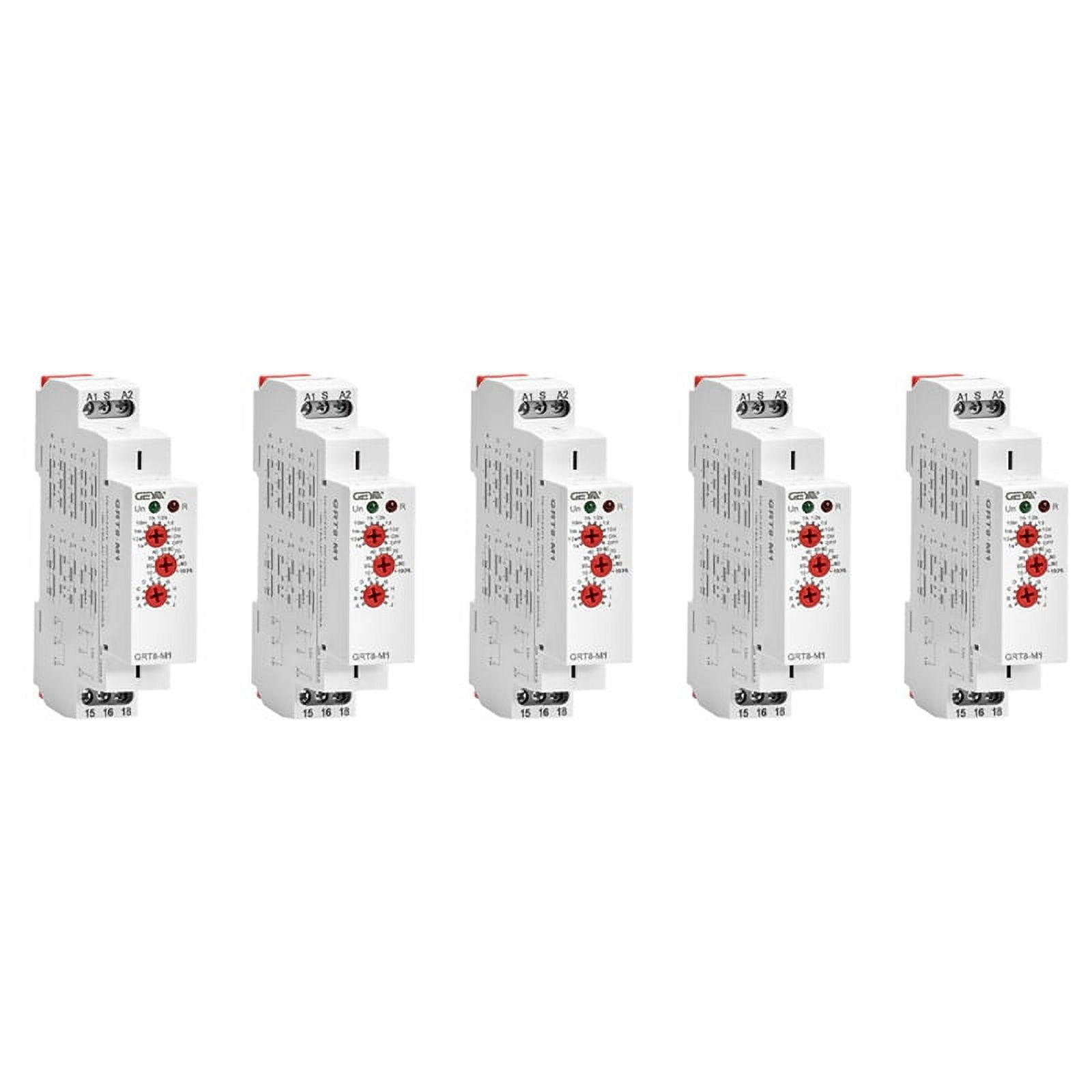 5X GRT8-M1 Delay Relay 16A AC/DC12V-240V Multifunction Din Rail Automatic Timer Relay