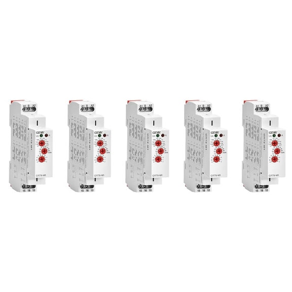 5X GRT8-M1 Delay Relay 16A AC/DC12V-240V Multifunction Din Rail Automatic Timer Relay