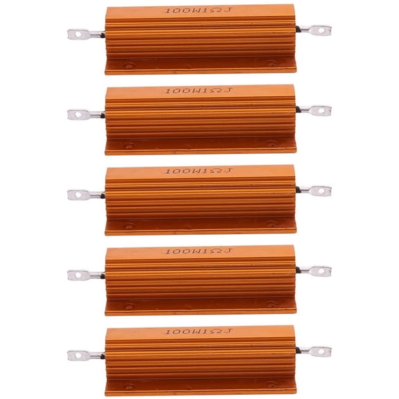 5X Gold Aluminum Clad Power Resistor Resistance 100W, 1 Ohm 1R