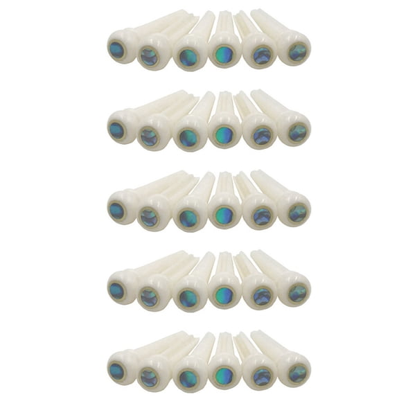 5X Guitar Bone Bridge Pins with 5.3mm Position Abanlone Dot for Acoustic Guitar Parts Replacement