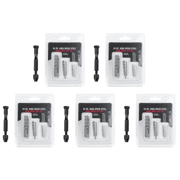 5X Hand Twist Drill Bits Set, Mini Hand Spiral Drill with 125pcs 0.3mm to 3.0mm Micro-Drill Bits (Black)