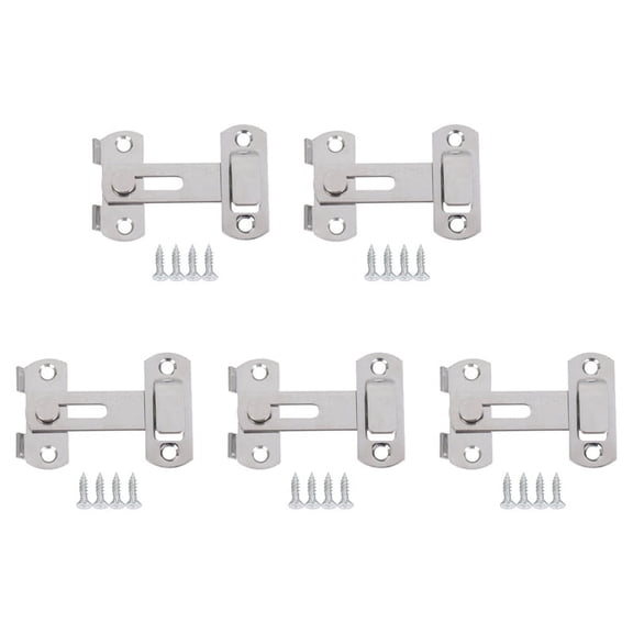 5X Hasp Latch METAL Hasp Latch Lock Sliding Door Lock for Window Cabinet Fitting,5 x set Sliding door buckle,SILVER