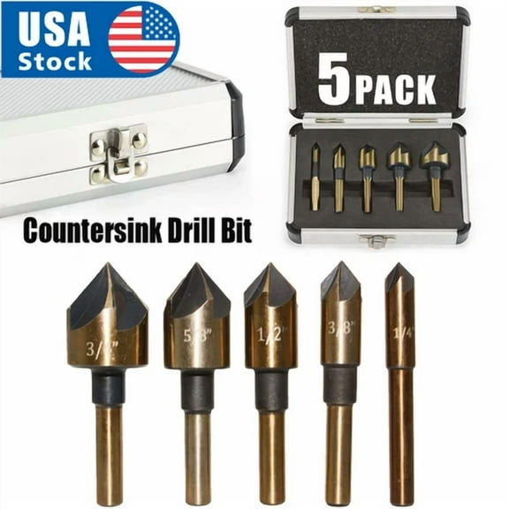 5X Hss Industrial Cobalt Countersink Drill Bit Set Counter Sink Chamfer Angle