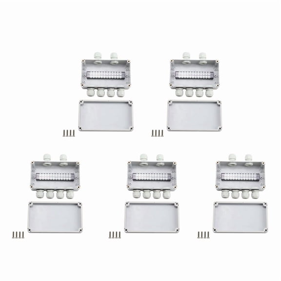 5X IP66 Waterproof Junction Box 2 in 4 Out Waterproof Electrical Box for Diameter 4-8 mm Wire