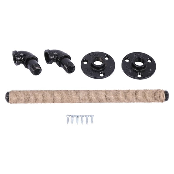 5X Industrial Style Pipe Furniture Handle Barn Sliding Wooden Door Handles Black European Wrought Iron Rope Handle,5 x Door handle 30 x Screw,black