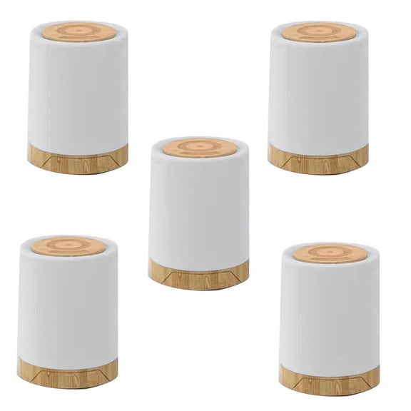5X LED Bedside Lamp Touch Dimmable with 7 Colours and 4 Modes Wood Grain Night Light USB Rechargeable Table