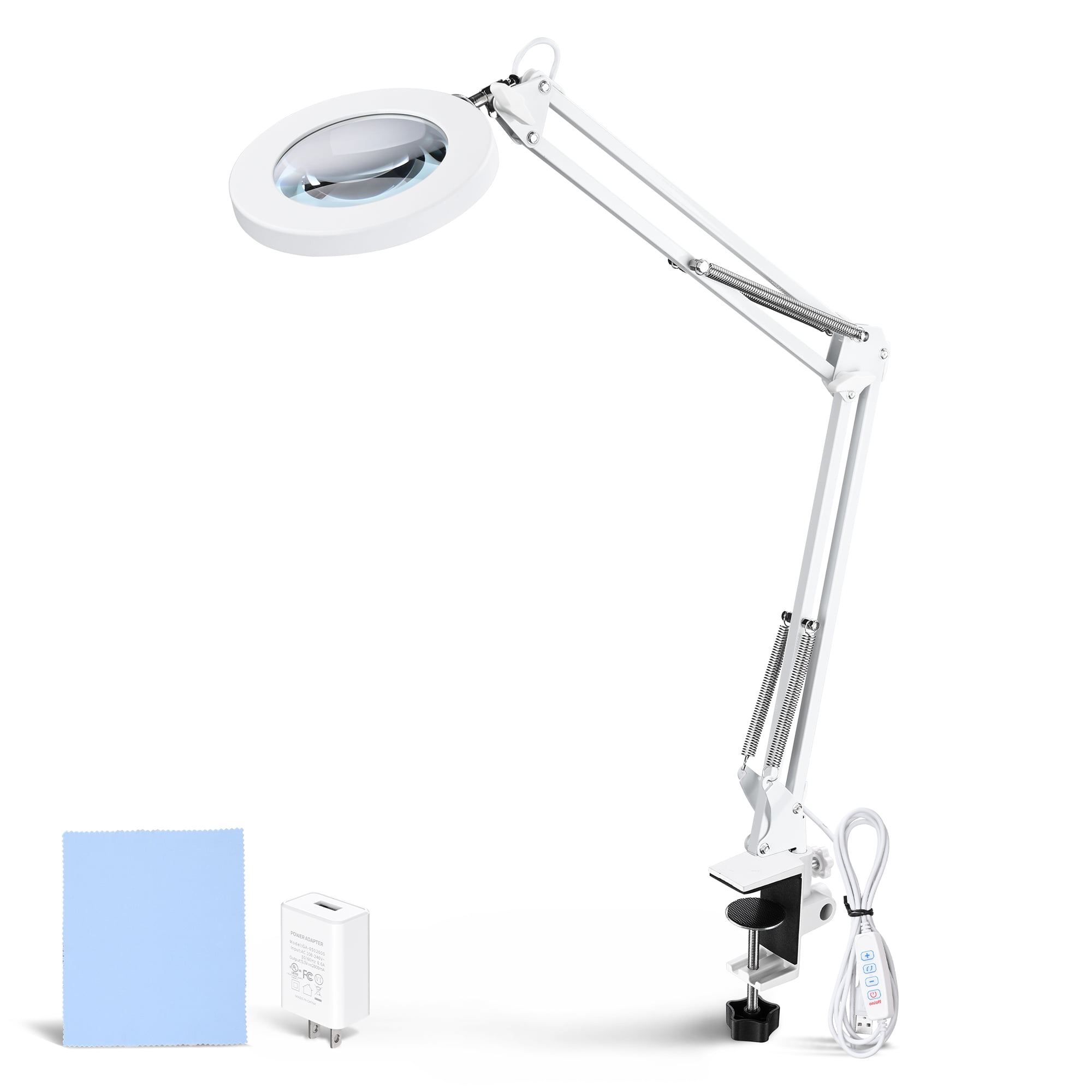 KUVRS 10X Magnifying Glass Lamp with Bright LED Light, Adjustable