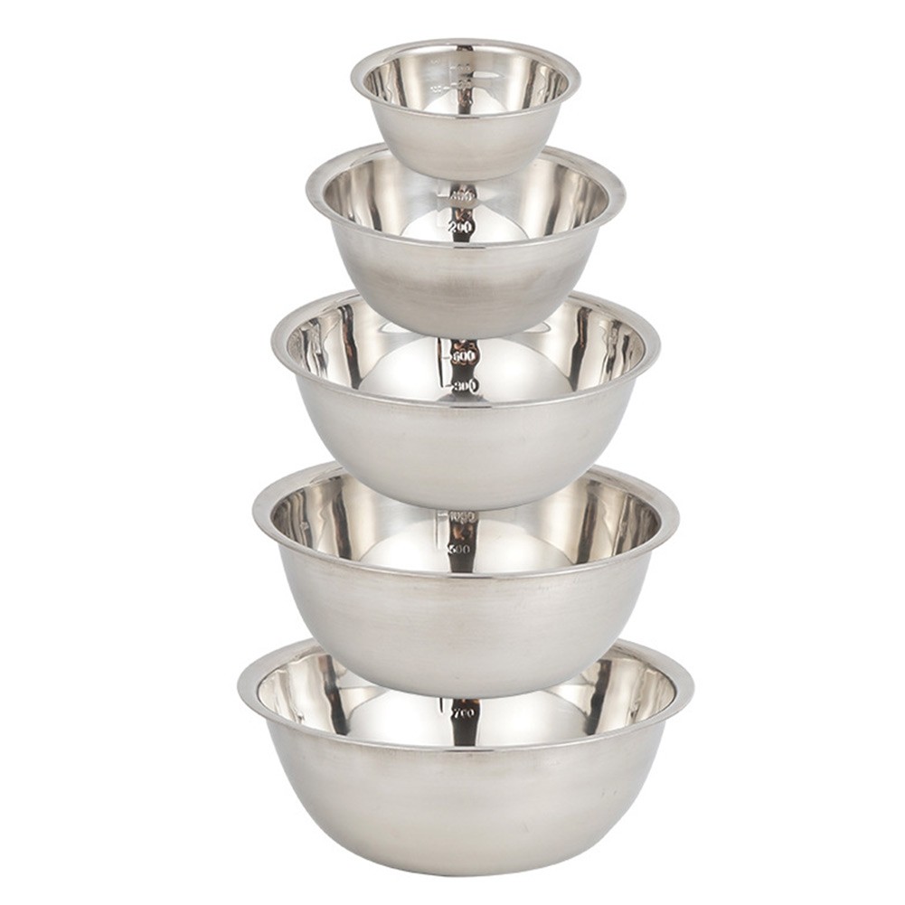 5X Large Stainless Steel Bowl With Scale Mixing Bowl Basin Kitchen Camping BBQ