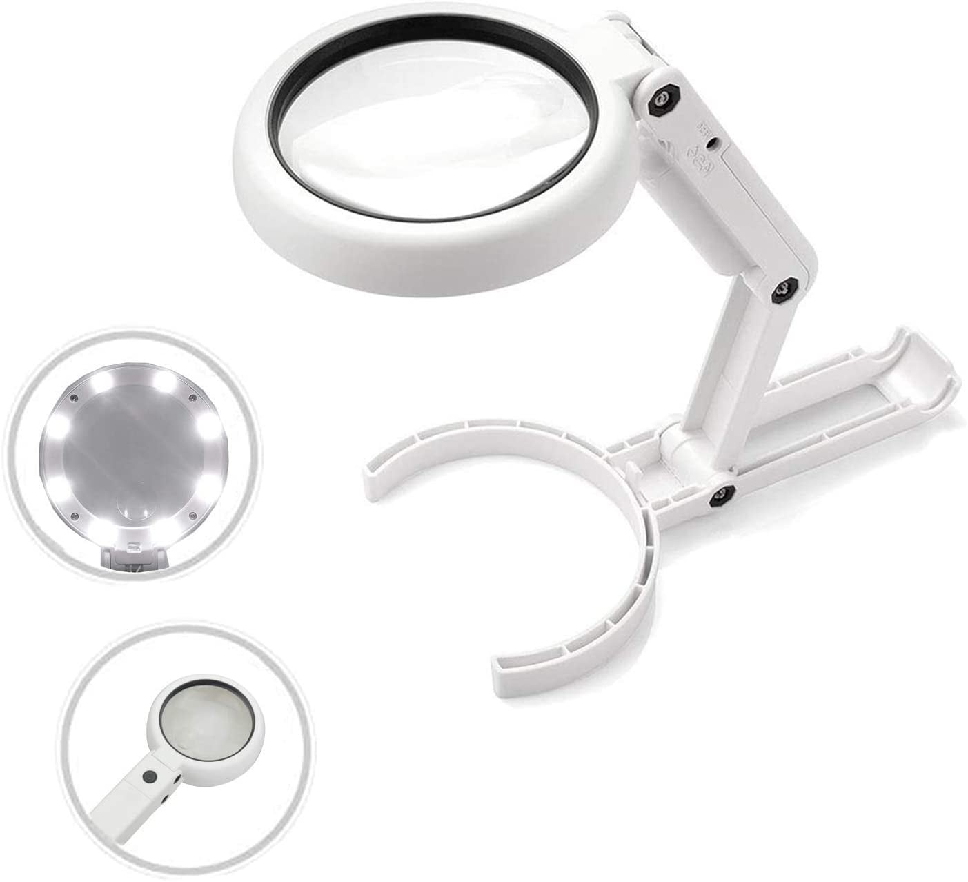 5X Magnifying Glasses with Light Handheld Magnifying Glass, Desktop Magnifying