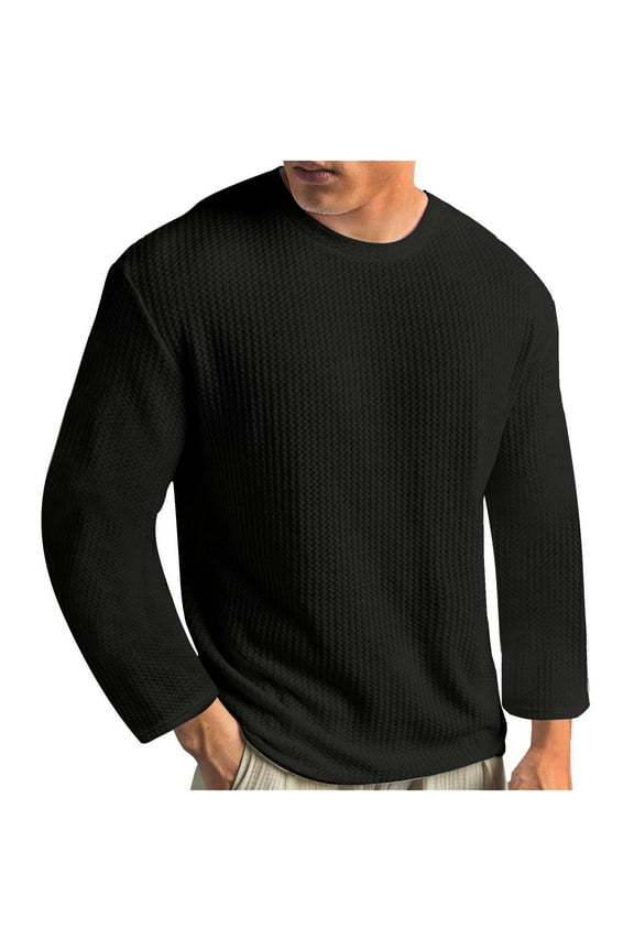 5X Mens T Shirts Big & Tall S-5XL Plus Size Long Sleeve Crewneck Tshirts for Men Pullover Slim Solid Color Casual Comfort Basic Tees Tops