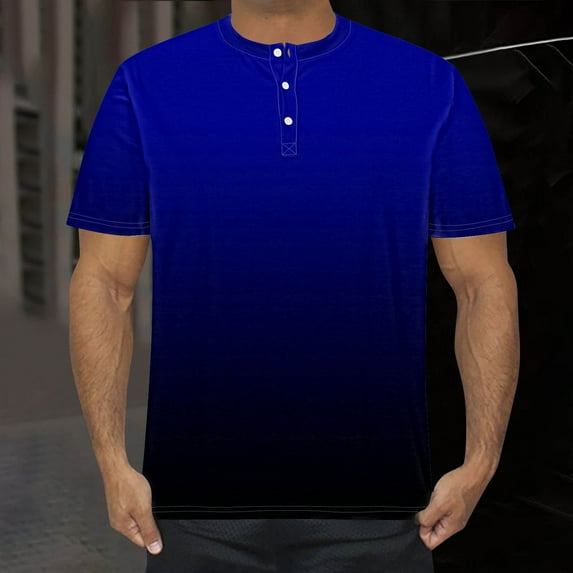 5X Mens T Shirts Big & Tall S-5X Plus Size Short Sleeve Tshirts Shirt Button Crewneck Pullover Gradient Printed Breathable Workout Tees Tops