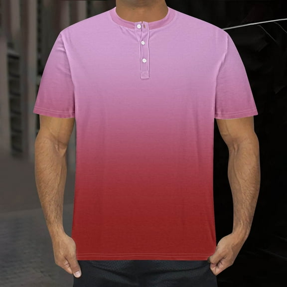 5X Mens T Shirts Big & Tall S-5X Plus Size Short Sleeve Tshirts Shirt Button Crewneck Pullover Gradient Printed Breathable Workout Tees Tops