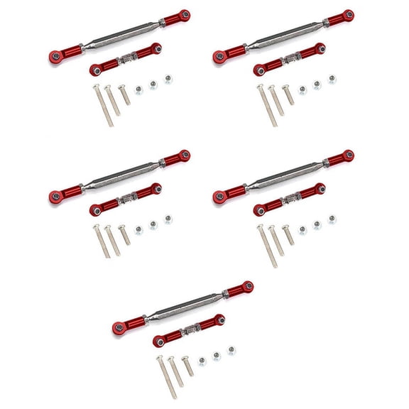5X Metal Adjustable Steering Linkage Link Pull Rod Turnbuckle for MN D90 D99 MN-90 -45 1/12 RC Car Crawler,Red
