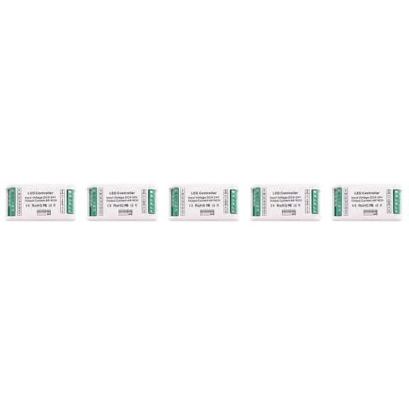 5X Mini 4 Channel RGBW Decoder 16A RGB RGBW Strip Controller 512 Dimmer Driver for LED Strip Lights DC9-24V,5 * LED Decoder,White