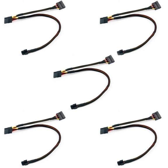 5X Mini 6Pin to 15Pin X2 Power Cable Cord for Vostro 3650 3653 3655 Desktop Computer HDD SSD Expansion Cable