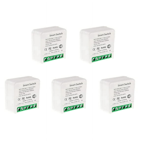 5X Mini Smart WiFi Relay Switch, DIY Light Switch Module Smart Life/Tuya Application, Wireless Remote Control