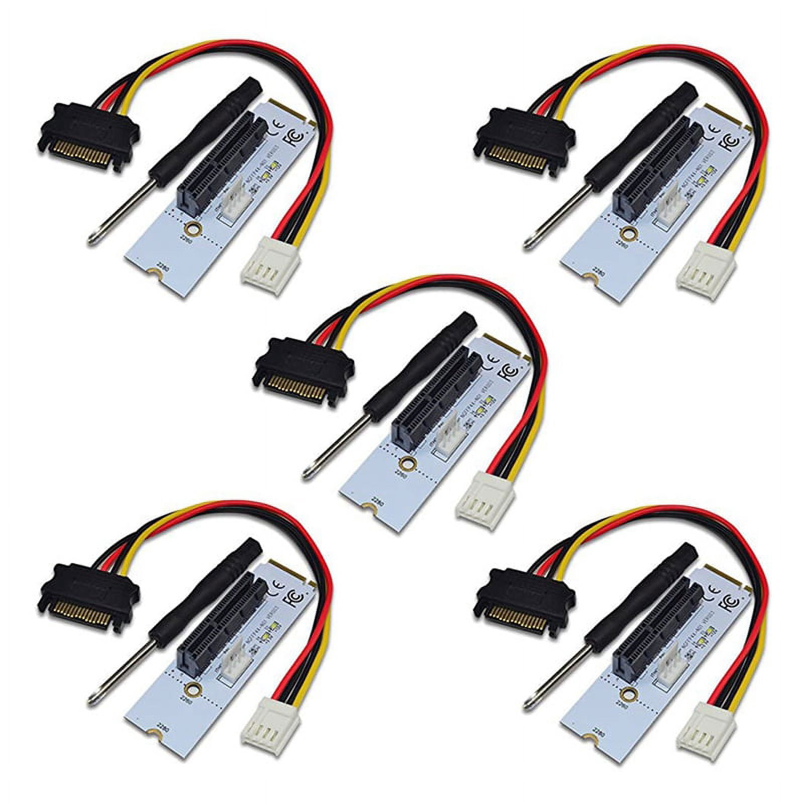 5X NGFF M.2 to PCI-E 4X Riser Card M2 Key M to PCIe X4 Adapter with LED ...