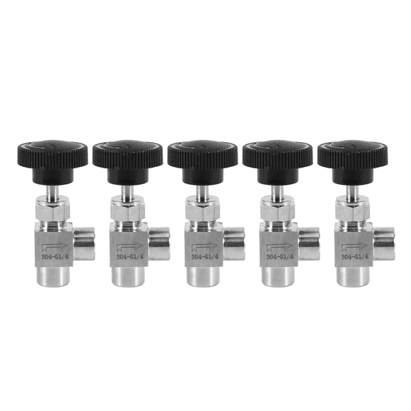 5X Needle Valve Adjustable Needle Valve 1/4 Inch Right Angle Female Thread SS304 for Water Gas Oil