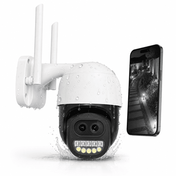 5X Optical Zoom PTZ Security Camera Outdoor, Dual Lens 360 Pan Tilt, 2MP HD Full Color Night Vision, Dual Band WiFi 2.4G/5G, IP67 Waterproof Motion Tracking for Home Surveillance
