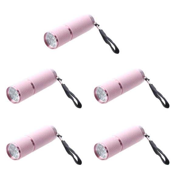 5X Outdoor Mini Pink Rubber Coated 9-LED Flashlight Torch