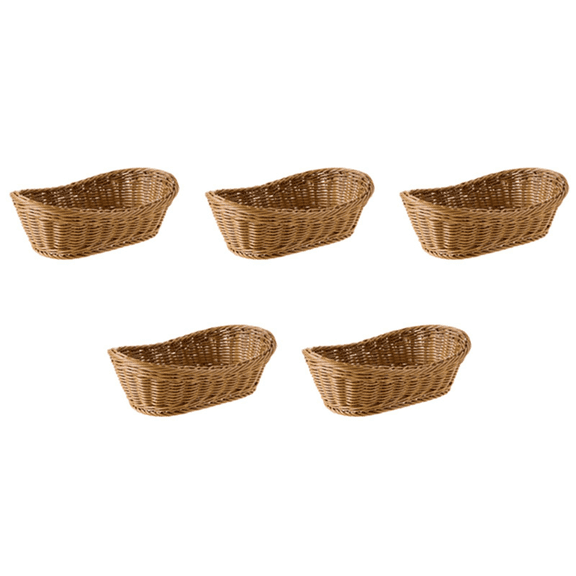 5X Oval Wicker Woven Bread Basket, 10.2Inch Storage Basket for Food Fruit Cosmetic Storage Tabletop and Bathroom