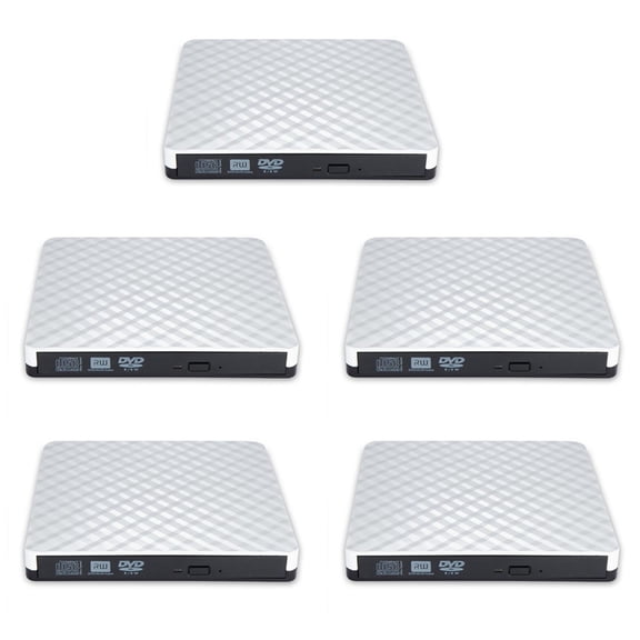 5X PC Laptop External USB 3.0 DVD RW CD Writer Portable Optical Drive Burner Reader Player Tray Portable Drive Burner,5 x USB3.0 optical drive,White