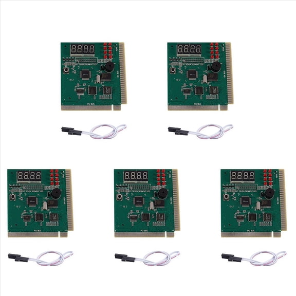 5X PC Motherboard Diagnostic Card 4-Digit PCI/ISA POST Code Analyzer,5 x Motherboard Diagnostic Card 5 x 2 Pin Cable 5 x User Manual,Green & Black