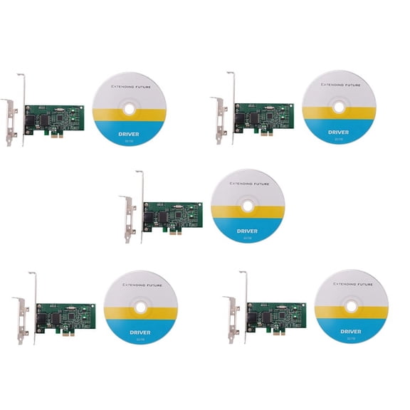 5X PCI-E Gigabit Network Adapter for EXPI9301CT CT Desktop 82574L Chipset NIC,5 x Network Card 5 x Short Film 5 x CD,green