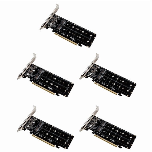 5X PCIE 4.0 Dual-Disk PCIeX16 to M.2 M-Key NVME SSD Expansion Card,Supports 4 NVMe M.2 M Key 2280 SSD