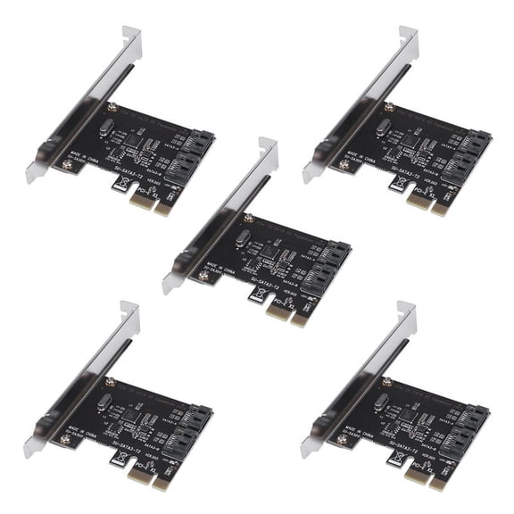 5X PCIe PCI Express to SATA3.0 2-Port III 6G Expansion Controller Card Adapter,5Pc x PCI-e 2-Port SATA3 III 6Gb/s Card (No retail package) 5Pc x Low Profile Bracket 10Pcs x Screws,Black