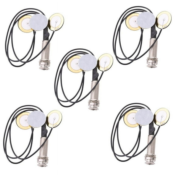 5X Piezo Contact Microphone 3 Transducer Pickups with End Pin Jack for Kalimba