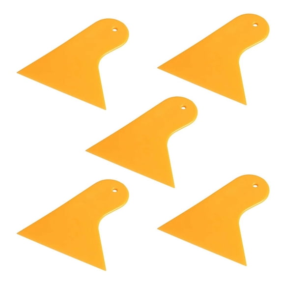 5X Plastic Yellow Auto Car Window Sticker Film Scraper Squeegee Cleaning Tool 10.5X9.5cm