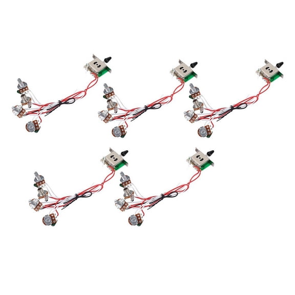5X Pots for Strat Guitar PreWired 1 Volume 2 Tone Control 5 Way Switch 3-500K Pot,AS show