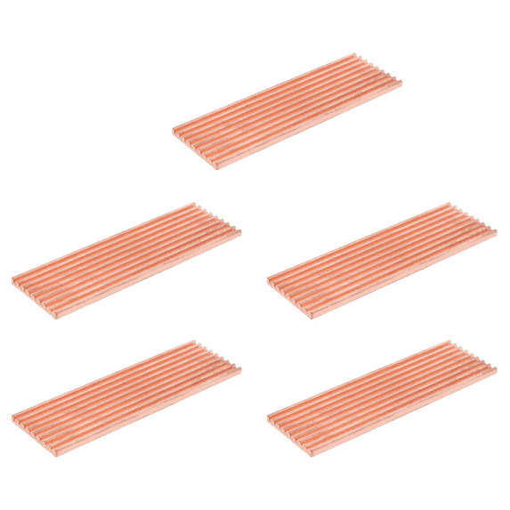 5X Pure Copper Heatsink Cooler Heat Sink Thermal Conductive Adhesive for M.2 2280 PCI-E NVME SSD 2mm,5 x Heatsink(other accessories in the picture is not included)