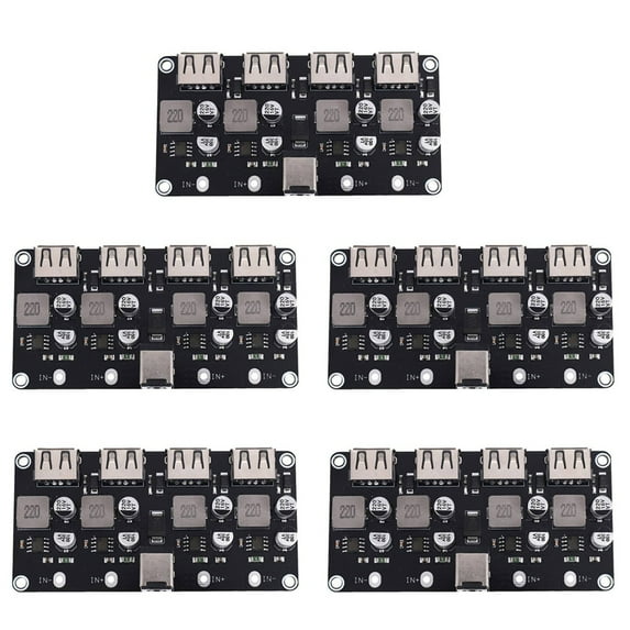 5X QC3.0 QC2.0 USB Fast Charger Board 4XUSB Port DC-DC Converter DC12V-30V to DC 3-12V Charging Circuit Module,5 x 4 Port Charging Module