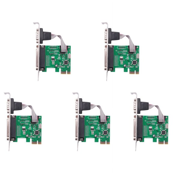 5X RS232 -232 Serial Port COM & DB25 Printer Parallel Port to PCI-E PCI Express Card Adapter Converter