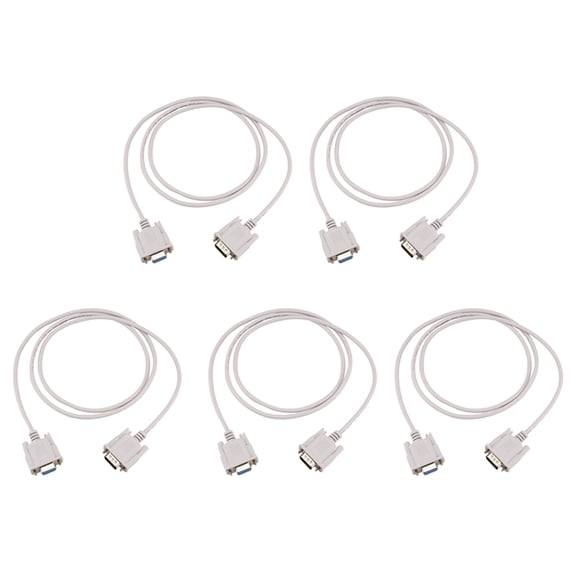 5X RS232 DB9 9 Pin Male to Female Serial Port Cable Industrial Adapter 1.,5 x DB9 Cable,white