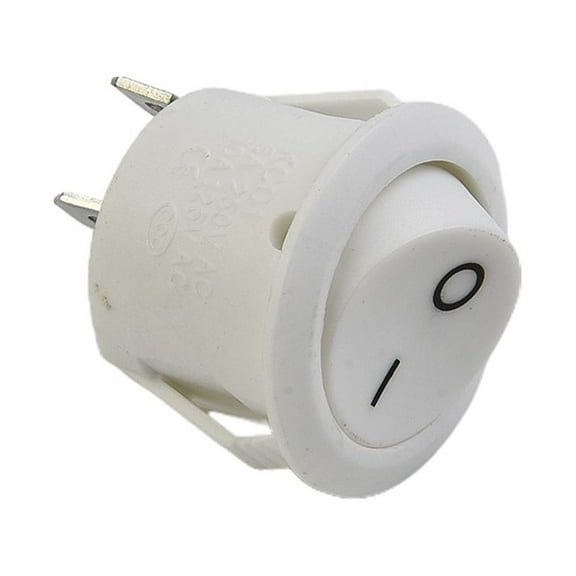 5X Round White 2 Pin Terminal Spst On-Off Rocker Switch Snap-In 20Mm