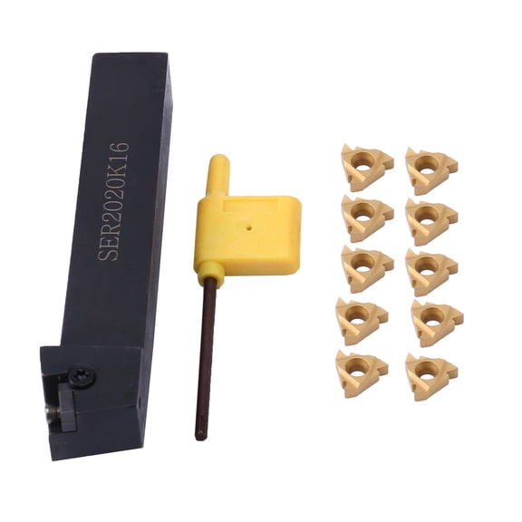 5X SER2020K16 CNC Lathe Turning Tool Holder Boring Bar with 50Pcs 16ER AG60 Blade Insert Machine Accessories,5 x SER2020K16 Holder 5 x Red Wrench 50 x 16ER AG60 Blade,black