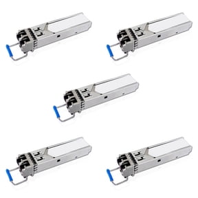 5X SFP Optical Module Gigabit Single-Mode Optical Module SFP--LX-SM1310 20KM Dual Fiber 1.25G for H3C,5 x SFP Module,silver