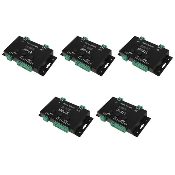 5X SP201E DMX512 WS2812B WS2811 to SPI Controller Decoder,Support Multiple ICs