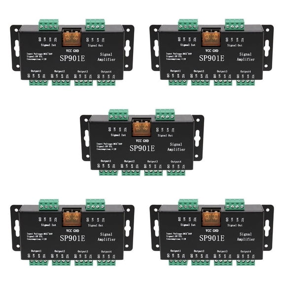 5X SP901E LED Pixel WS2812B WS2811 SPI Signal Amplifier Repeater for WS2813 SK6812 WS2815 WS2801 SK9822 Etc All the RGB
